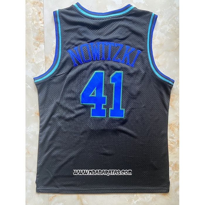 Camiseta Nino Dallas Mavericks Dirk Nowitzki #41 Mitchell & Ness 1998-99 Negro